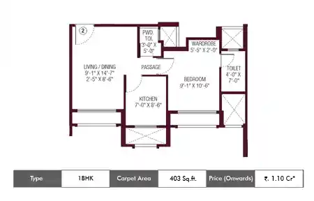 1 BHK-403 SqFt